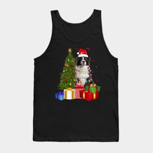 Border Collie Christmas Tree Santa Hat Funny Xmas Gift Dog T-Shirt Tank Top